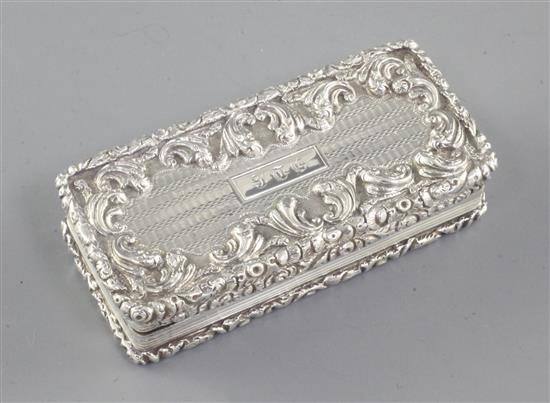 A William IV sterling silver snuff box, Length 3”/75 mm 3.4oz/96grms